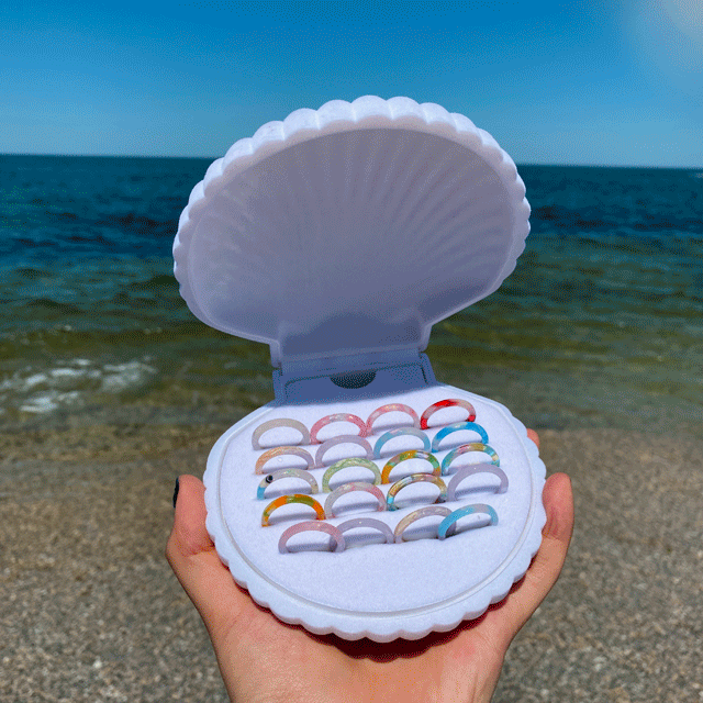 귤팩토리[무배] 대왕 조개 케이스 호마이카 5pcs 반지세트 컬렉션