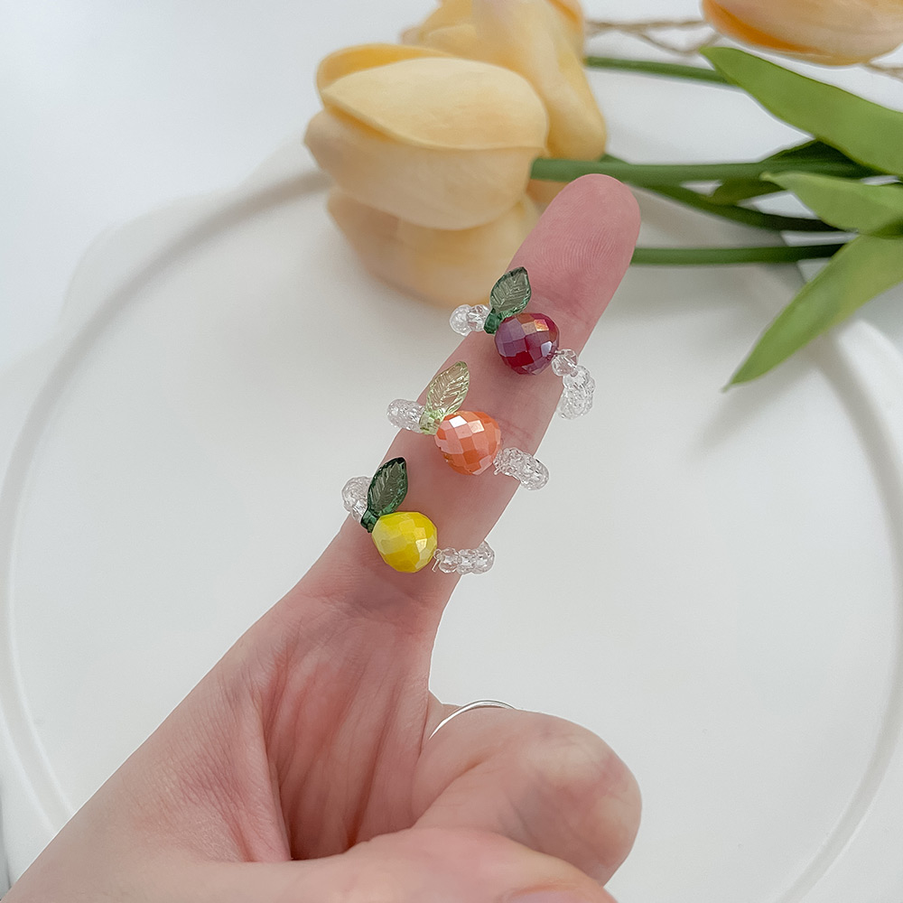 귤팩토리[무배] 반투명 포인트 비즈 구슬 과일 삐삐 반지