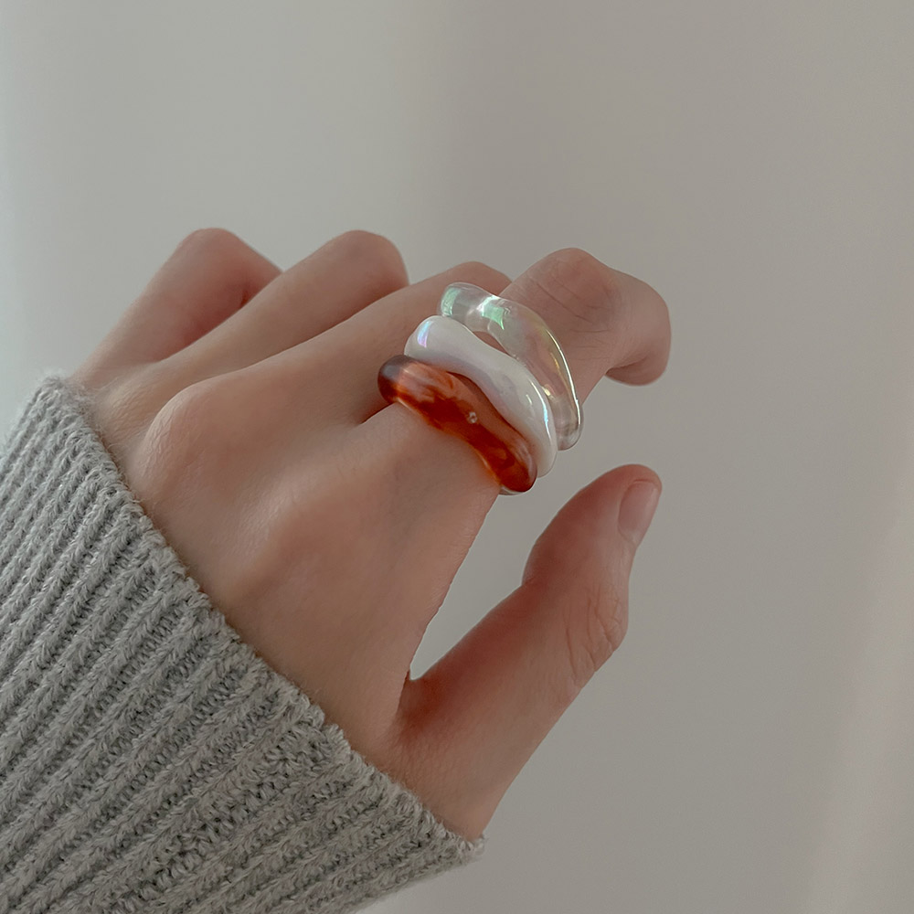 귤팩토리[무배] 오로라 물결 투명 호마이카 반지