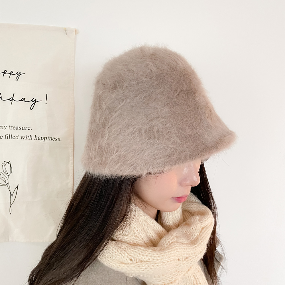 귤팩토리[무배] 앙고라 퍼 버킷햇 소프트 겨울 벙거지 모자 5color